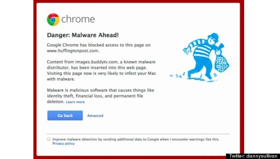 Chrome malware warning