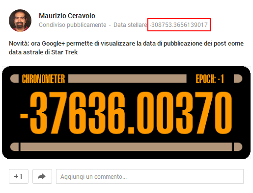 La data stellare su Google+