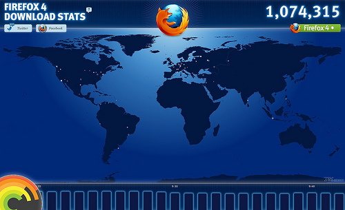 Glow, l'infografica live dei download di Mozilla Firefox 4