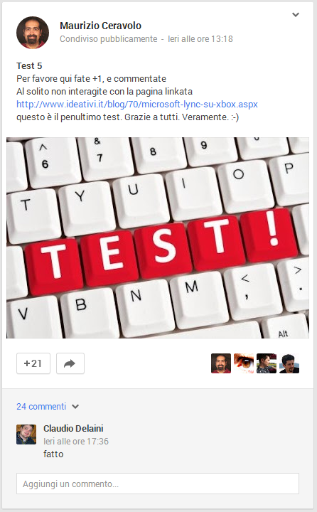 Google+ +1 test 5