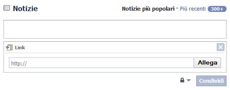 Facebook inserimento link
