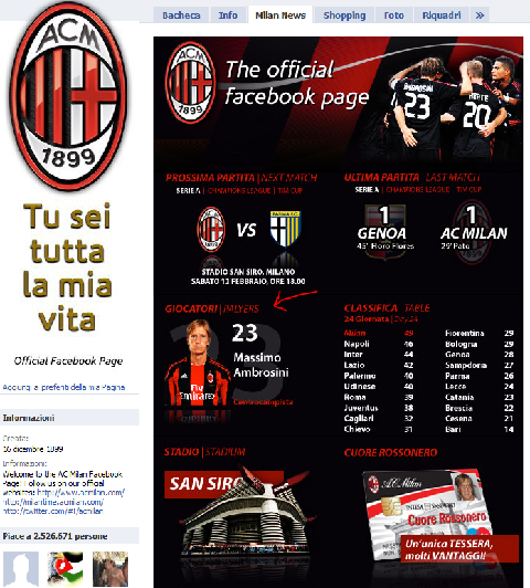 Fail del Milan su Facebook