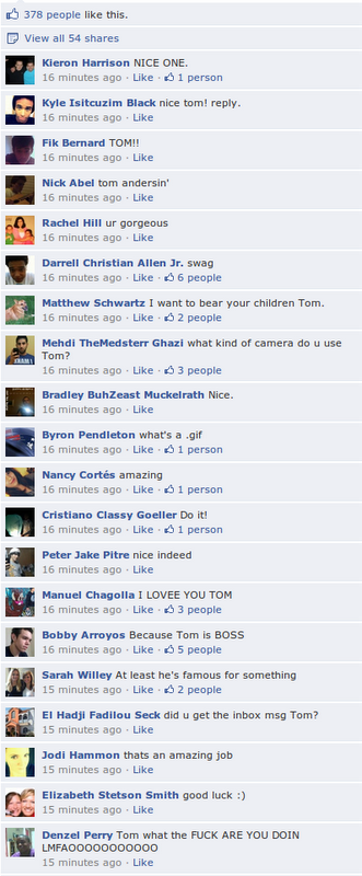 Tom Anderson commenti su Facebook