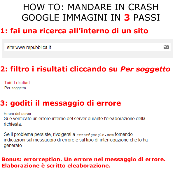 Procedura per mandare in crash Google Immagini